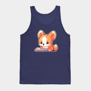 Cute Corgi Reading Tank Top